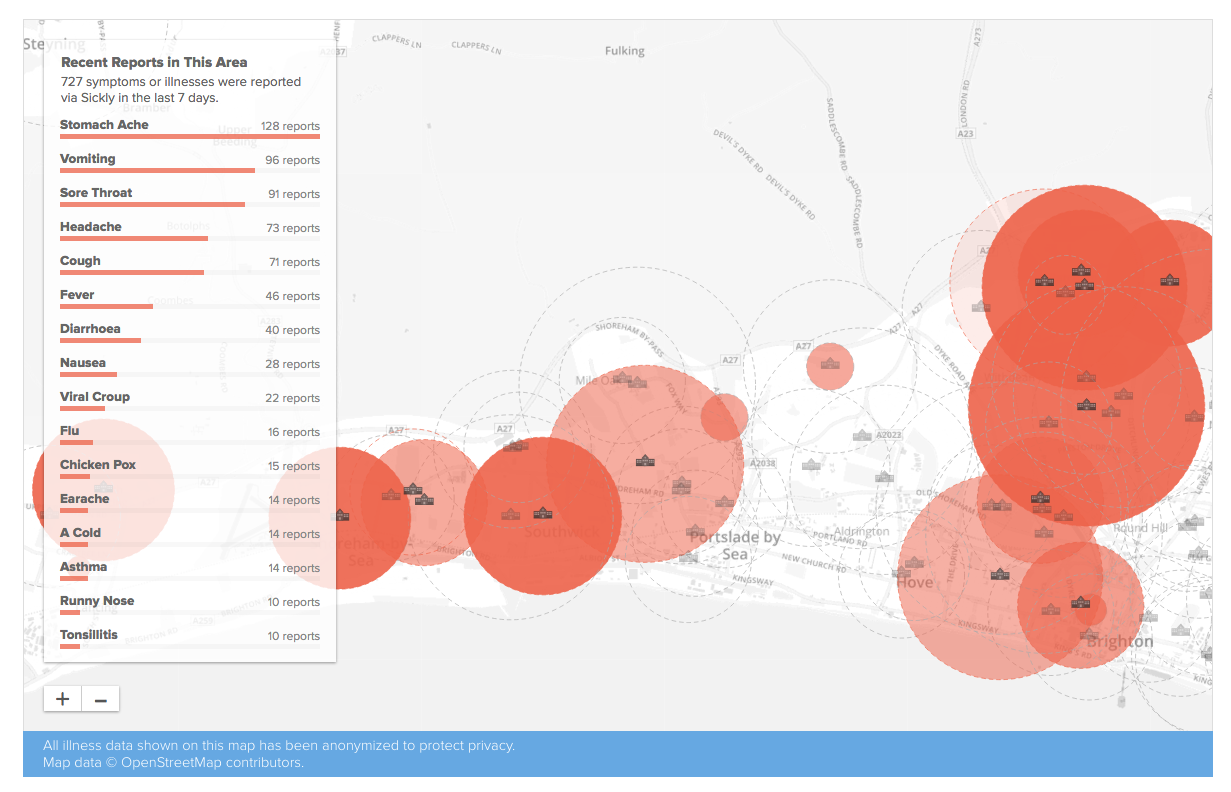 Studybugs ‘bugs going around’ map
